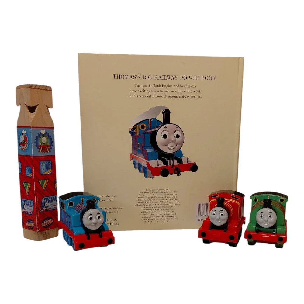 RARE Thomas & Friends Trains Pop Up Book Whistle Bundle